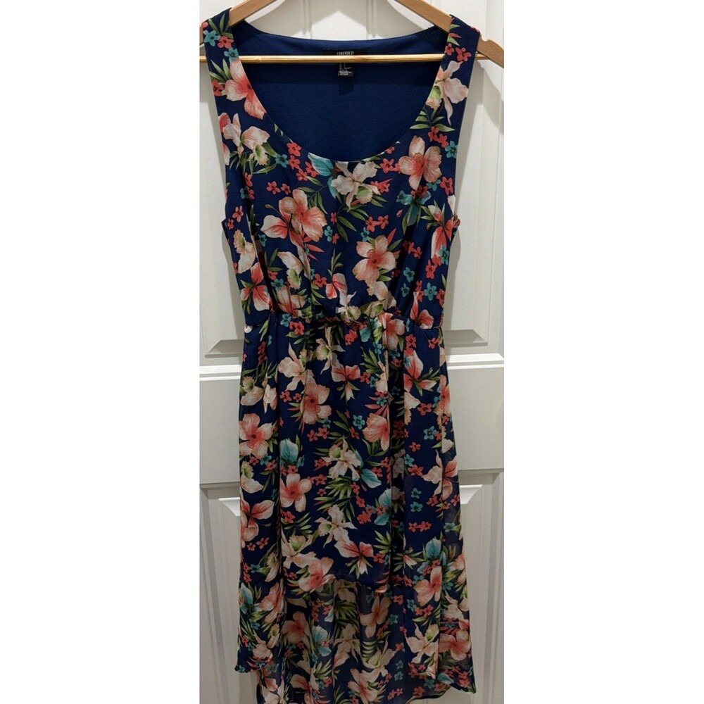 Forever 21 Women's Floral Sleeveless High-Low Dress S Tropical Beach Vacation